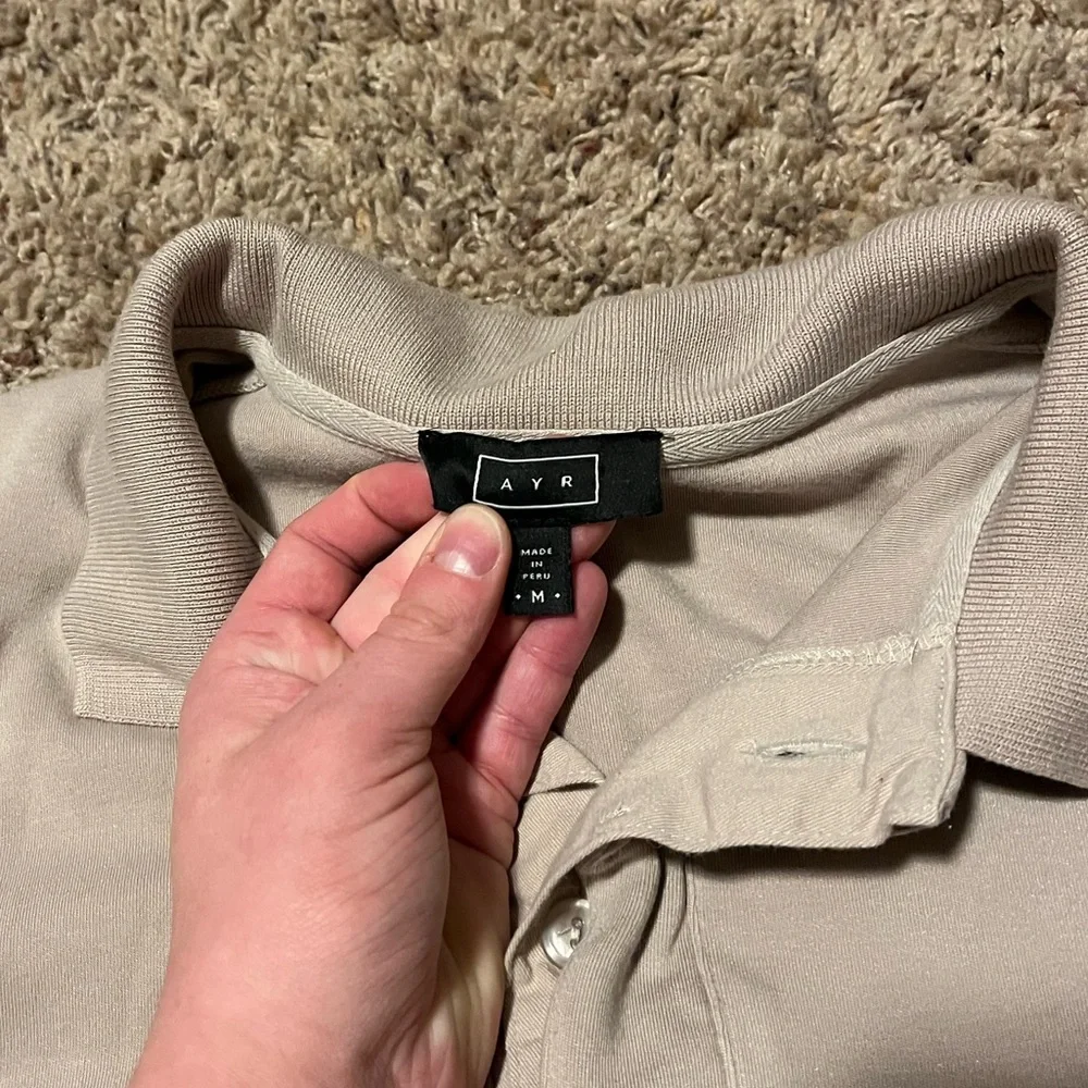 AYR Women’s M The Cool Polo Pima Cotton Beige Neutral - Picture 2 of 5
